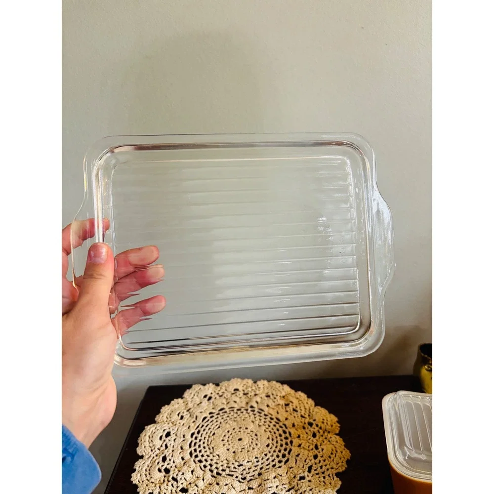 Vintage Pyrex Old Orchard Refrigerator Set 7 piece with clear trailing platter